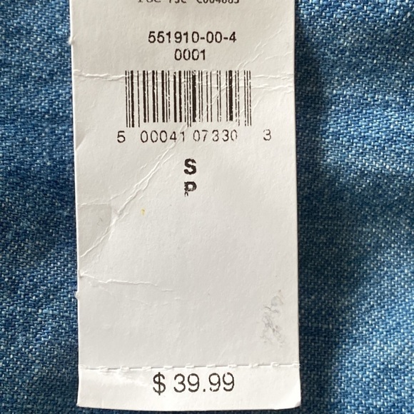 Old Navy Chambray Cuffed Cap-Sleeve Shirt Dress Medium Wash Blue Sz Small Petite - Picture 14 of 14